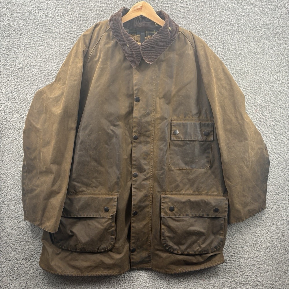 Barbour Solway Zipper Men XL Brown Wax Jacket Tartan Plaid Fleece Liner Corduroy
